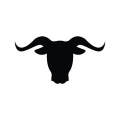 Black bull head logo icon vector.
