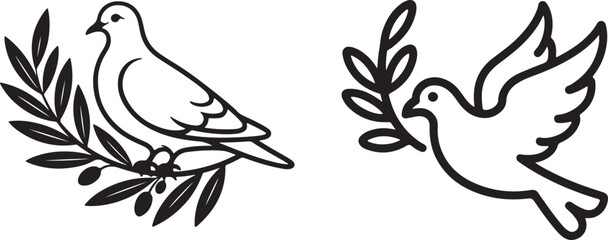 Fototapeta premium Peace dove with olive branch symbol