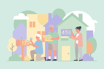 Neighbors cooperate to paint and update house numbers fostering community and home pride