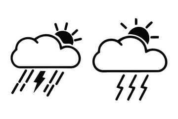 Dynamic Weather Icons Depicting Stormy Rainfall and Bright Sunshine Combination