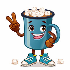 Firefly Hot Cocoa Mug Cartoon with Sneakers and Peace Signs