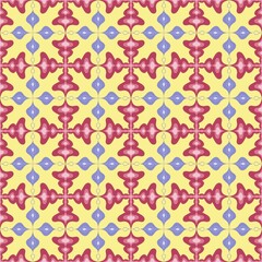 Retro geometric floral seamless pattern on soft yellow background