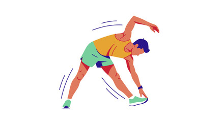 Fototapeta premium Man Stretching in Triangle Pose for Fitness and Flexibility.