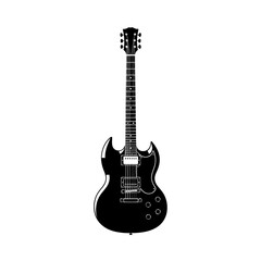 Black Electric Guitar Vector  Modern Rock Instrument Illustration