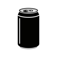 Black Soda Can Silhouette – Beverage, Soft Drink, Energy Drink, Aluminum Tin Vector Icon