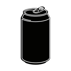 Black Soda Can Silhouette – Beverage, Soft Drink, Energy Drink, Aluminum Tin Vector Icon