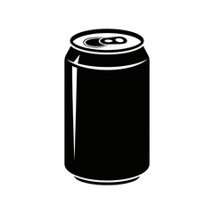 Black Soda Can Silhouette – Beverage, Soft Drink, Energy Drink, Aluminum Tin Vector Icon
