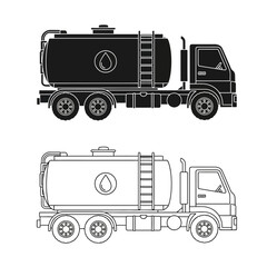 Fuel Tanker Truck Silhouette Vector Icon – Industrial Oil Transport Vehicle Symbol