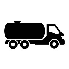 Fuel Tanker Truck Silhouette Vector Icon – Industrial Oil Transport Vehicle Symbol