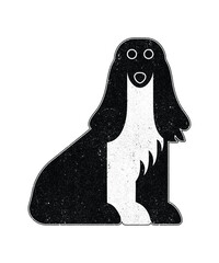 Minimalist Black and White Dog Illustration with Vintage Texture.