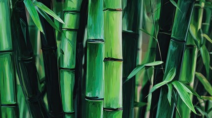 Bamboo background, green bamboo leaves