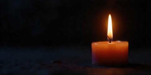 Close-up of a single, flickering candle flame against a dark background, creating a warm, inviting ambiance Perfect for meditation, relaxation, or spiritual themes , ritual, energy, warm