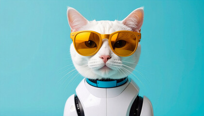 siamese cat with blue eyes and yellow snglasses