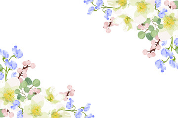 Watercolor flowers background vector for design.