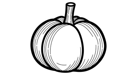 Obraz premium Hand drawn black and white illustration of a pumpkin.
