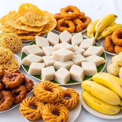 Sri Lankan Avurudu Kiribath Sweetmeats Festive Celebration Table Photography