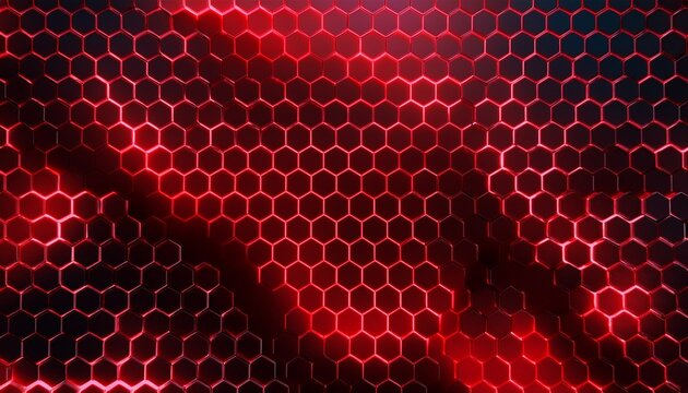 abstract digital background with red glowing hexagons