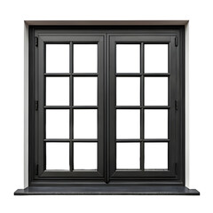 Black modern window frame isolated onwhite or transparent background

