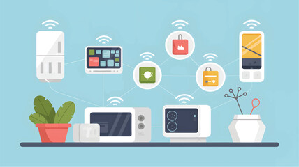 Smart home devices connected by wifi signals connected devices