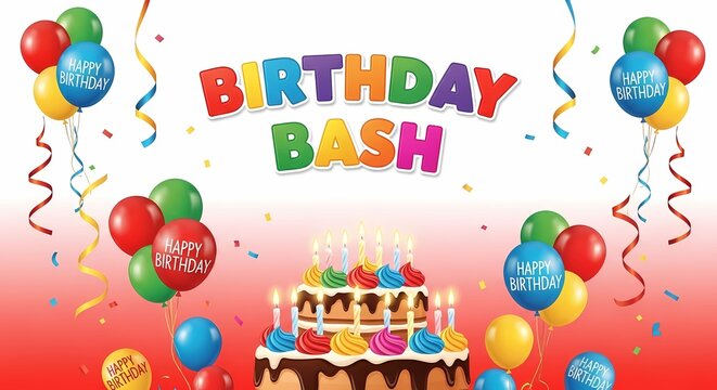 Celebrate a birthday bash with colorful balloons, streamers, and a festive cake, creating joy and excitement for unforgettable celebrations and events