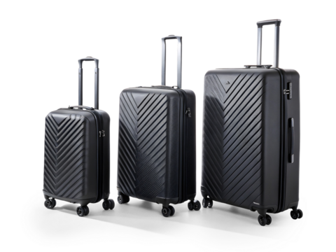 Black hard scale travel suitcase isolated on white or transparent background