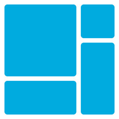 Abstract geometric layout with rounded blue rectangles isolated on transparent background