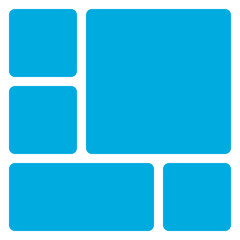 Abstract arrangement of rounded blue squares and rectangles on a transparent background isolated on transparent background