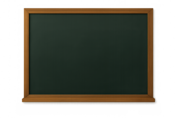 Empty green blackboard with a wooden frame, providing a blank space for educational content or creative messaging on a transparent background