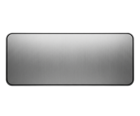 Blank silver stainless steel metal nameplate isolated on white or transparent background