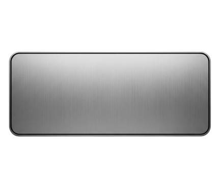 Blank silver stainless steel metal nameplate isolated on white or transparent background