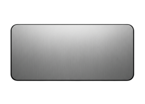 Blank silver stainless steel metal nameplate isolated on white or transparent background