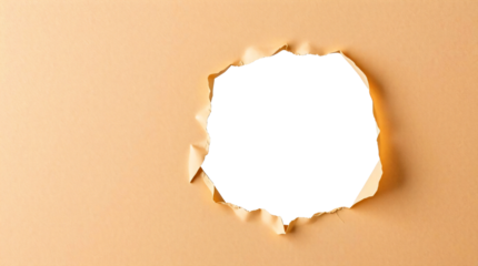 Ripped transparent hole in brown paper