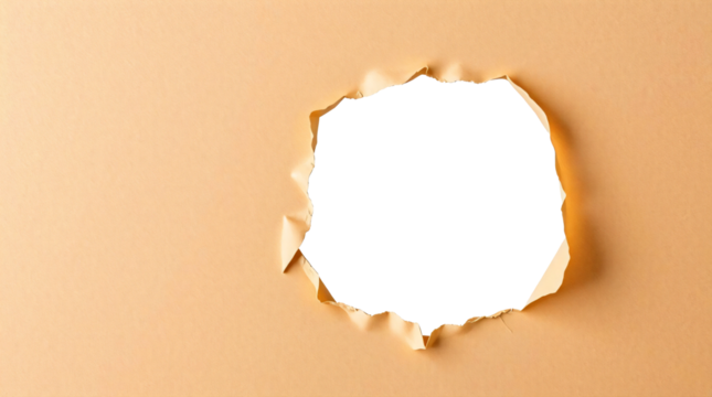 Ripped transparent hole in brown paper