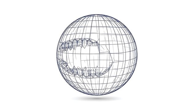 Wireframe Globe with DNA Strand Inside. - Powered by Adobe