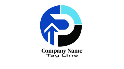 Dynamic abstract logo design with arrow pointing upwards, perfect for branding, business, and modern company identity, conveying growth and innovation