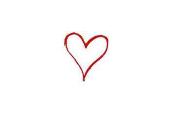Simple hand-drawn red heart floating against a solid black backdrop, expressing affection and love