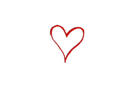 Simple hand-drawn red heart floating against a solid black backdrop, expressing affection and love