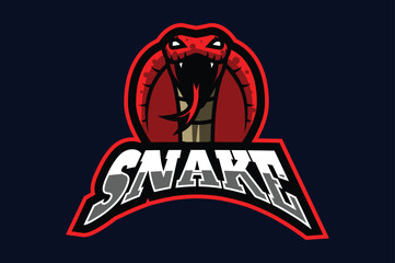 Red Snake Mascot Logo – Fierce Reptile Emblem