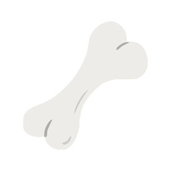 Simple Cartoon Illustration of a White Dog Bone for Pets or Halloween