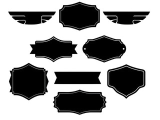 Black badge shape, Minimal badge icon, Simple badge vector, Badge contour, Badge pictogram, Badge symbol, Badge isolated, Badge flat design, Badge digital art, Vintage badge silhouette, Modern badge s