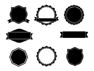 Badge logo, Badge template, Badge graphic, Black badge shape, Minimal badge icon, Simple badge vector, Badge contour, Badge pictogram, Badge symbol, Badge isolated, Badge flat design, Badge digital ar