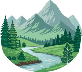 mountain landscape with trees