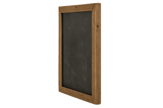 Blank blackboard with rustic wooden frame displaying copy space for menu, message, or education content on transparent background