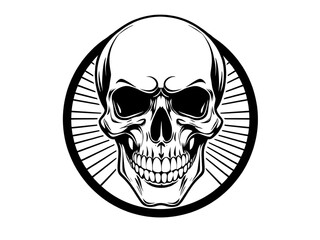 Skull illustration, Skull graphic, Horror skull icon, Scary skull vector, Gothic skull silhouette, Halloween skull art, Death symbol, Creepy skull logo, Bone head outline, Minimal skull design, Flat s
