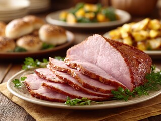 Sliced Glazed Ham Holiday Dinner Feast