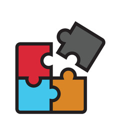 Puzzles connect, linear icon. Line with editable stroke