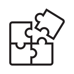 Puzzles connect, linear icon. Line with editable stroke