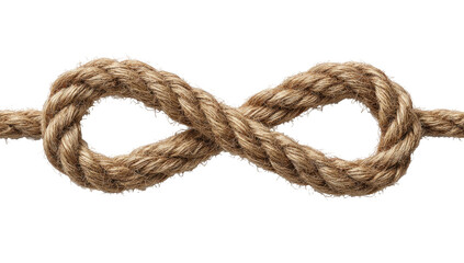 Obraz premium Close-up of a brown rope tied in an infinity knot against a black background
