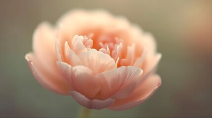Fototapeta premium Soft peach ranunculus macro flower – romantic pastel bloom photography with gentle light and dreamy background