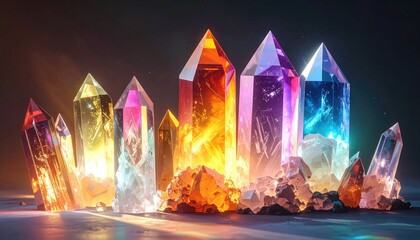 Colorful Crystals Forming a Stunning Geometric Display on Surface